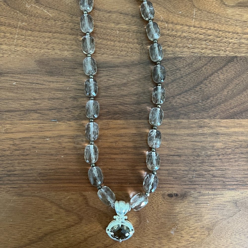 Just polished and cleaned - Faceted Smokey Topaz Necklace - promotes relaxation